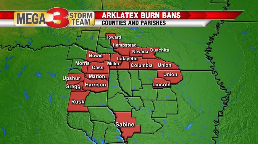 ArkLaTex Burn Bans as of 9-12-19